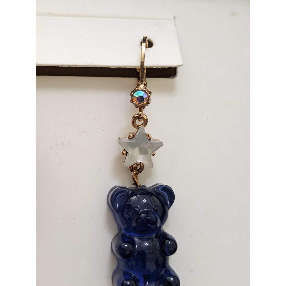 new Betsey Johnson patriotic patriot gummy bear earrings read white blue nwt - Picture 3 of 5